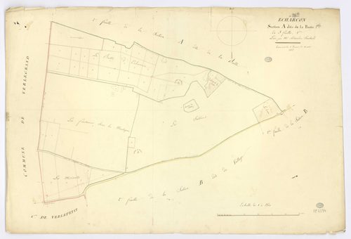 ECHARCON. - Section A - Butte (la), 1, ech. 1/2500, coul., aquarelle, papier, 66x99 (1823). 