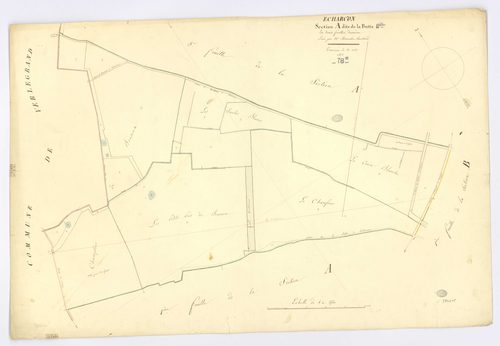 ECHARCON. - Section A - Butte (la), 2, ech. 1/2500, coul., aquarelle, papier, 65x98 (1823). 