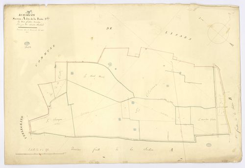 ECHARCON. - Section A - Butte (la), 3, ech. 1/2500, coul., aquarelle, papier, 67x99 (1823). 