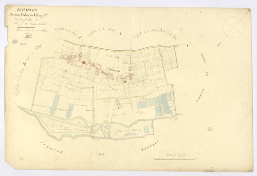ECHARCON. - Section B - Village (le), 2, ech. 1/2500, coul., aquarelle, papier, 67x99 (1823). 