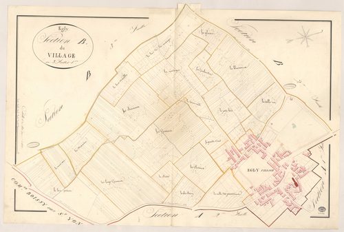 EGLY. - Section B : Village (le), 1ère feuille. 