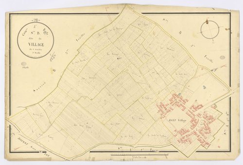 EGLY. - Section B - Village (le), 1, ech. 1/1250, coul., aquarelle, papier, 66x99 (1820). 