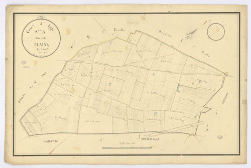 EGLY. - Section A - Plaine (la), 2, ech. 1/2500, coul., aquarelle, papier, 66x98 (1820). 