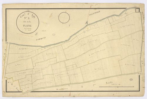 EGLY. - Section A - Plaine (la), 1, ech. 1/1250, coul., aquarelle, papier, 66x99 (1820). 