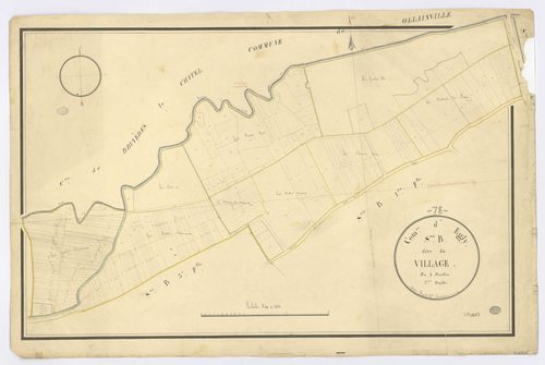 EGLY. - Section B - Village (le), 2, ech. 1/1250, coul., aquarelle, papier, 65x99 (1820). 