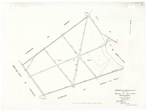 EPINAY-SOUS-SENART, plans minutes de conservation : tableau d'assemblage,1985, Ech. 1/5000 ; plans des sections AA, AB, AC, AD, AE, AH, AI, AK, AL, 1985, Ech. 1/1000, section Cu, 1935, Ech. 1/2500. Polyester. N et B. Dim. 105 x 80 cm [11 plans]. 