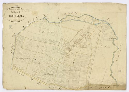EPINAY-SUR-ORGE. - Section C - Petit-Veaux, ech. 1/1250, coul., aquarelle, papier, 67x93 (1813). 