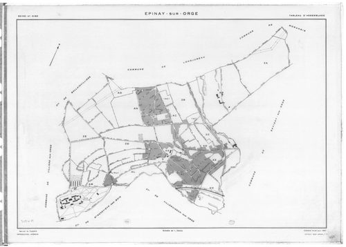 EPINAY-SUR-ORGE.- Cadastre révisé pour 1957 : plan du tableau d'assemblage, plans de la section AB, section ZB, [3 plans]. 