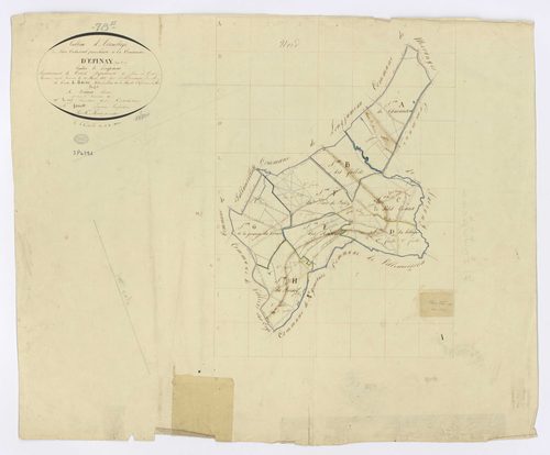 EPINAY-SUR-ORGE. - Plan d'assemblage, ech. 1/10000, coul., aquarelle, papier, 63x76 (1813). 