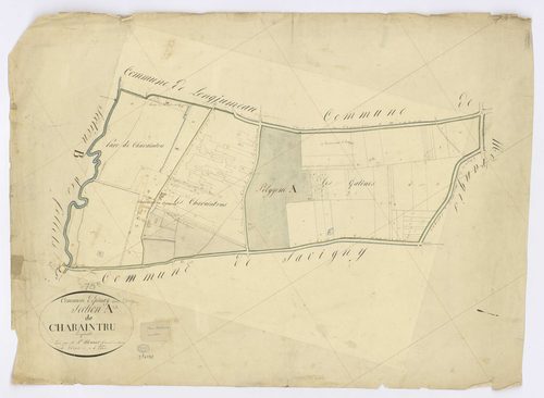 EPINAY-SUR-ORGE. - Section A - Charaintru, 1, ech. 1/2500, coul., aquarelle, papier, 65x86 (1813). 