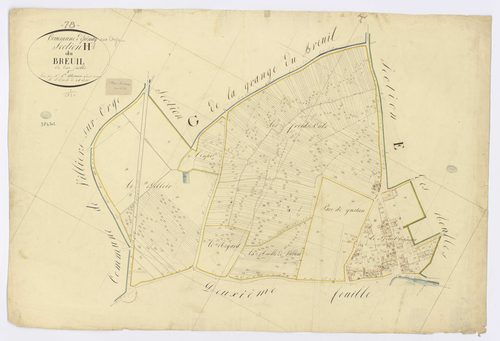 EPINAY-SUR-ORGE. - Section H - Breuil (le), 1, ech. 1/1250, coul., aquarelle, papier, 65x95 (1813). 