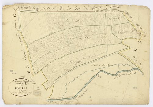 EPINAY-SUR-ORGE. - Section E - des Roulles, ech. 1/1250, coul., aquarelle, papier, 65x94 (1813). 