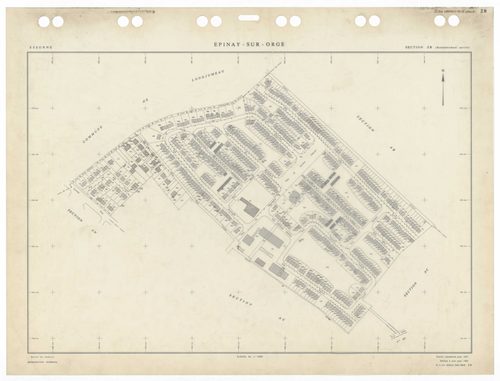EPINAY-SUR-ORGE, plans minutes de conservation : tableau d'assemblage,1957, Ech. 1/5000 ; plans des sections AB, AM, ZE, 1957, Ech. 1/2000, sections AC, AD, AE, AI, AK, AL, AN, AO, ZB, ZD, 1957, Ech. 1/1000, section AP, 1962, Ech. 1/1000, section AR, 2002