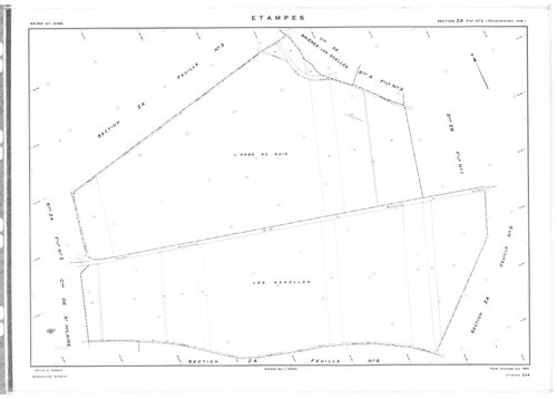 ETAMPES. - Cadastre révisé pour 1962 : plans de la section U, secton WA, section W1, section W2a, section W2b, section W3, section X1, section X2, section X3, section YE, section ZA1, section ZA2, section ZA3, section ZA4, section ZA5, section ZA6, sectio
