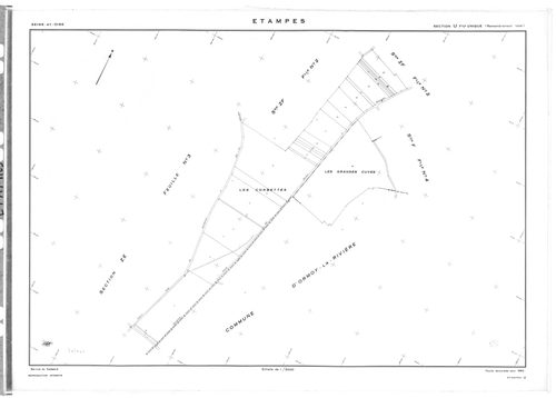 ETAMPES. - Cadastre révisé pour 1962 : plans de la section U, secton WA, section W1, section W2a, section W2b, section W3, section X1, section X2, section X3, section YE, section ZA1, section ZA2, section ZA3, section ZA4, section ZA5, section ZA6, sectio