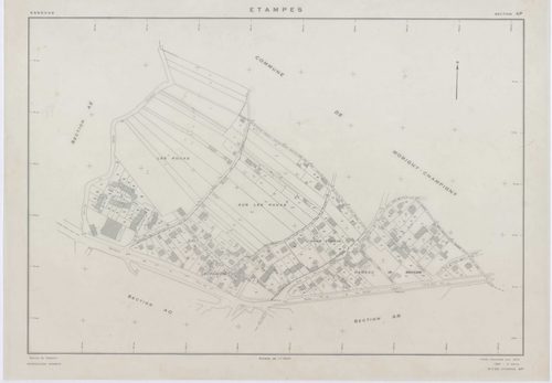 ETAMPES, plans minutes de conservation : tableau d'assemblage u ,1970, Ech. 1/5000, tableau d'assemblage r, 1970, Ech. 1/20000 ; plans des sections AB, AC, AR, AT, BC, BH, BI, BK,BN, BO, YA, YB, YC, YD, YE, YH, YI, YK, ZA, ZB, ZC, ZD, ZE, ZH, ZI, ZK, ZL, 