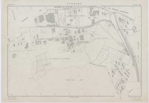 ETAMPES, plans minutes de conservation : tableau d'assemblage u ,1970, Ech. 1/5000, tableau d'assemblage r, 1970, Ech. 1/20000 ; plans des sections AB, AC, AR, AT, BC, BH, BI, BK,BN, BO, YA, YB, YC, YD, YE, YH, YI, YK, ZA, ZB, ZC, ZD, ZE, ZH, ZI, ZK, ZL, 