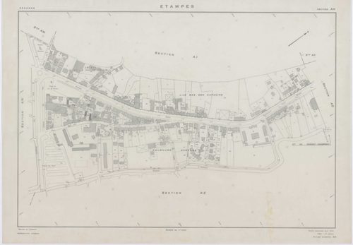 ETAMPES, plans minutes de conservation : tableau d'assemblage u ,1970, Ech. 1/5000, tableau d'assemblage r, 1970, Ech. 1/20000 ; plans des sections AB, AC, AR, AT, BC, BH, BI, BK,BN, BO, YA, YB, YC, YD, YE, YH, YI, YK, ZA, ZB, ZC, ZD, ZE, ZH, ZI, ZK, ZL, 