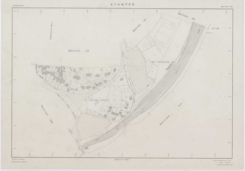 ETAMPES, plans minutes de conservation : tableau d'assemblage u ,1970, Ech. 1/5000, tableau d'assemblage r, 1970, Ech. 1/20000 ; plans des sections AB, AC, AR, AT, BC, BH, BI, BK,BN, BO, YA, YB, YC, YD, YE, YH, YI, YK, ZA, ZB, ZC, ZD, ZE, ZH, ZI, ZK, ZL, 
