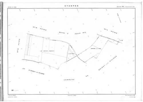 ETAMPES. - Cadastre révisé pour 1962 : plans de la section U, secton WA, section W1, section W2a, section W2b, section W3, section X1, section X2, section X3, section YE, section ZA1, section ZA2, section ZA3, section ZA4, section ZA5, section ZA6, sectio
