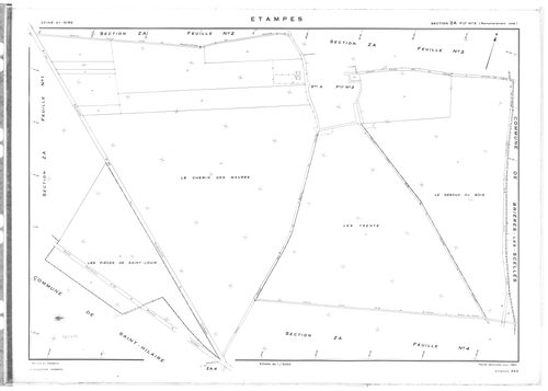 ETAMPES. - Cadastre révisé pour 1962 : plans de la section U, secton WA, section W1, section W2a, section W2b, section W3, section X1, section X2, section X3, section YE, section ZA1, section ZA2, section ZA3, section ZA4, section ZA5, section ZA6, sectio