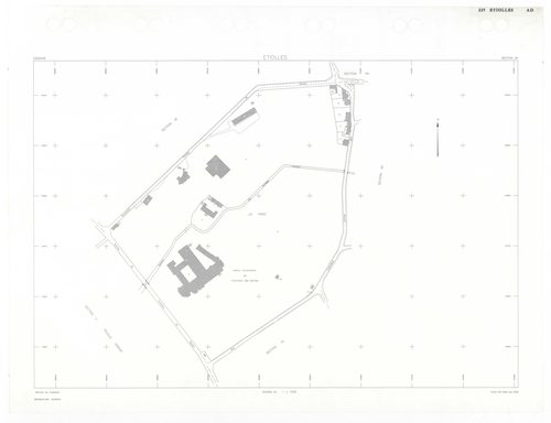 ETIOLLES, plans minutes de conservation : tableau d'assemblage,1935, Ech. 1/10000 ; plans des sections Au, 1935, Ech. 1/5000, section Cu, 1935, Ech. 1/2500, section ZA, 1988, Ech. 1/2000, sections AE, AH, AI, 1997, Ech. 1/1000, sections AA, AB, AC, AD, AK
