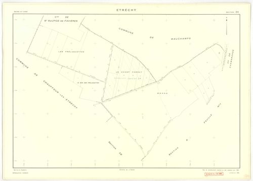 Plans minutes de conservation : ETRECHY : tableau d'assemblage, ech. 1/10000 (1960), sections A1, A2, B1, B2, C1, C2, D, ech. 1/2500 (1960), section E, ech. 1/1250 (1960), sections AB, AC, AD, AE, AH, ZA, ZB, ZC, ZD, ZE, ZH, ZI, ZK, ZL, ZM, ZN, ZO, ZP, ec