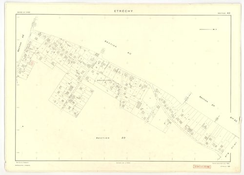 Plans minutes de conservation : ETRECHY : tableau d'assemblage, ech. 1/10000 (1960), sections A1, A2, B1, B2, C1, C2, D, ech. 1/2500 (1960), section E, ech. 1/1250 (1960), sections AB, AC, AD, AE, AH, ZA, ZB, ZC, ZD, ZE, ZH, ZI, ZK, ZL, ZM, ZN, ZO, ZP, ec