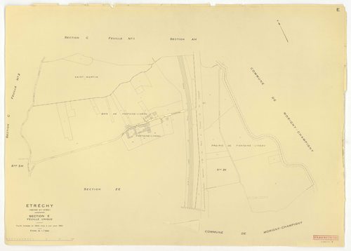 Plans minutes de conservation : ETRECHY : tableau d'assemblage, ech. 1/10000 (1960), sections A1, A2, B1, B2, C1, C2, D, ech. 1/2500 (1960), section E, ech. 1/1250 (1960), sections AB, AC, AD, AE, AH, ZA, ZB, ZC, ZD, ZE, ZH, ZI, ZK, ZL, ZM, ZN, ZO, ZP, ec