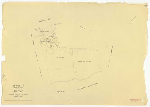 Plans minutes de conservation : ETRECHY : tableau d'assemblage, ech. 1/10000 (1960), sections A1, A2, B1, B2, C1, C2, D, ech. 1/2500 (1960), section E, ech. 1/1250 (1960), sections AB, AC, AD, AE, AH, ZA, ZB, ZC, ZD, ZE, ZH, ZI, ZK, ZL, ZM, ZN, ZO, ZP, ec