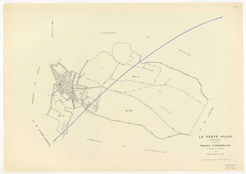 Plans minutes de conservation : FERTE-ALAIS (LA) : tableau d'assemblage, ech. 1/5000 (1957), sections A1, A2, B2, AC, ech. 1/2500, sections B1, ech. 1/1000, section C, ech. 1/1250 (1957) ; sections AB, AC, ech. 1/1000 (1957-1978) ; section ZC, ech. 1/1250