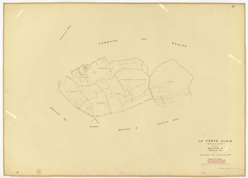 Plans minutes de conservation : FERTE-ALAIS (LA) : tableau d'assemblage, ech. 1/5000 (1957), sections A1, A2, B2, AC, ech. 1/2500, sections B1, ech. 1/1000, section C, ech. 1/1250 (1957) ; sections AB, AC, ech. 1/1000 (1957-1978) ; section ZC, ech. 1/1250