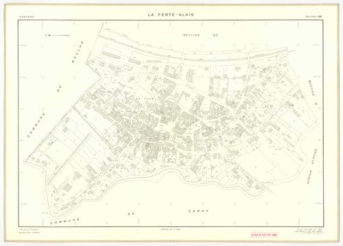 Plans minutes de conservation : FERTE-ALAIS (LA) : tableau d'assemblage, ech. 1/5000 (1957), sections A1, A2, B2, AC, ech. 1/2500, sections B1, ech. 1/1000, section C, ech. 1/1250 (1957) ; sections AB, AC, ech. 1/1000 (1957-1978) ; section ZC, ech. 1/1250