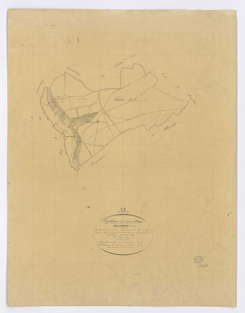 FONTAINE-LA-RIVIERE. - Plan d'assemblage, ech. 1/10000, coul., aquarelle, papier, 67x50 (1831). 