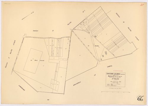 FONTENAY-LES-BRIIS. - Plan révisé pour 1935, à jour pour 1974 (2ème édition) : plan du tableau d'assemblage, des sections A dite de la Forêt, B dite de la Picoterie, C dite du village (feuilles 1-2), D dite du Bel-Air (feuilles 1-2), E dite du Château de 