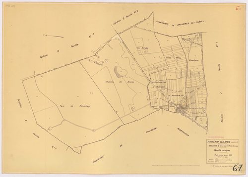 FONTENAY-LES-BRIIS. - Plan révisé pour 1935, à jour pour 1974 (2ème édition) : plan du tableau d'assemblage, des sections A dite de la Forêt, B dite de la Picoterie, C dite du village (feuilles 1-2), D dite du Bel-Air (feuilles 1-2), E dite du Château de 