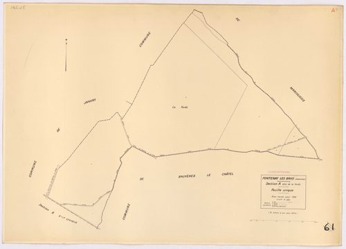 FONTENAY-LES-BRIIS. - Plan révisé pour 1935, à jour pour 1974 (2ème édition) : plan du tableau d'assemblage, des sections A dite de la Forêt, B dite de la Picoterie, C dite du village (feuilles 1-2), D dite du Bel-Air (feuilles 1-2), E dite du Château de 