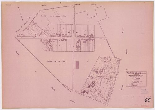 FONTENAY-LES-BRIIS. - Plan révisé pour 1935, à jour pour 1974 (2ème édition) : plan du tableau d'assemblage, des sections A dite de la Forêt, B dite de la Picoterie, C dite du village (feuilles 1-2), D dite du Bel-Air (feuilles 1-2), E dite du Château de 