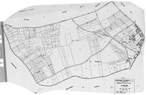 FONTENAY-LES-BRIIS. - Cadastre révisé pour 1935 : plan du tableau d'assemblage, plans de la section A la Forêt, section B la Picoterie, section C le Village 1ère feuille, idem 2ème feuille, section D le Bel Air 1ère feuille, idem 2ème feuille, section E l