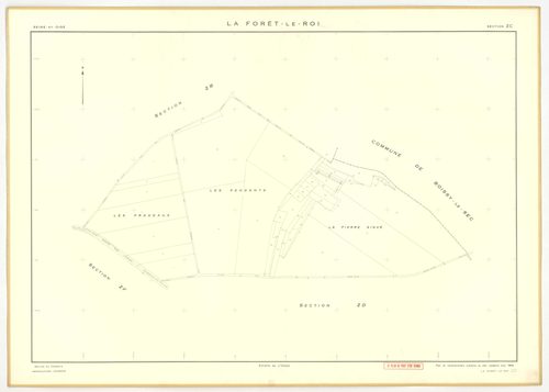 Plans minutes de conservation : FORET-LE-ROI (LA) : tableau d'assemblage n°1, ech. 1/10000 (1938), sections B1, B2, ech. 1/1250 (1938), sections A1, A2, C1, C2, ech. 1/2500 (1938) ; sections A1, B1, B2, ech. 1/1250 (1938-1963) ; tableau d'assemblage n°2, 
