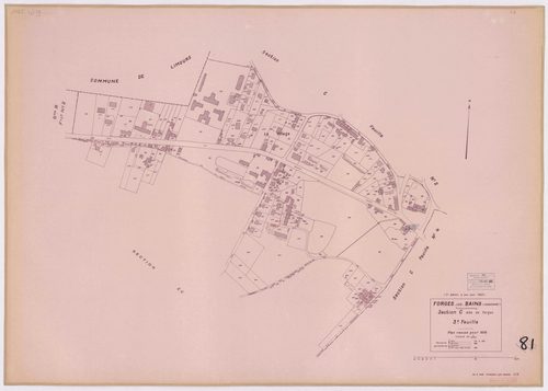 FORGES-LES-BAINS. - Plan révisé pour 1935, à jour pour 1974 (2ème, 3ème édition) : plans du tableau d'assemblage, des sections A dite de Malassis (feuilles 1-2), B dite du Chardonnet (feuilles 1-2), C dite de Forges (feuilles 2-4), D dite d'Ardillères (fe