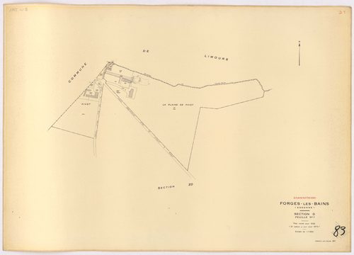 FORGES-LES-BAINS. - Plan révisé pour 1935, à jour pour 1974 (2ème, 3ème édition) : plans du tableau d'assemblage, des sections A dite de Malassis (feuilles 1-2), B dite du Chardonnet (feuilles 1-2), C dite de Forges (feuilles 2-4), D dite d'Ardillères (fe