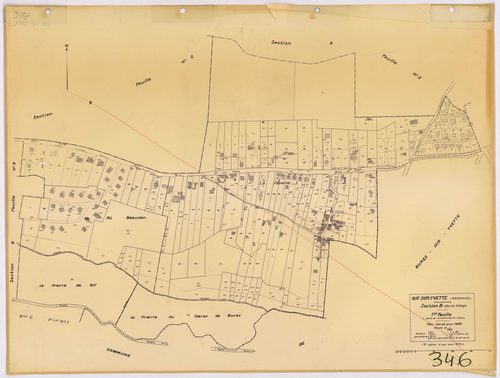GIF-SUR-YVETTE. - Plan révisé pour 1939, à jour pour 1963 (2ème édition) : plan de la section B (feuille 2) ; plan révisé pour 1939, à jour pour 1964 (2ème édition) : plan du tableau d'assemblage ; plan révisé pour 1939, à jour pour 1975 (2ème, 3ème éditi