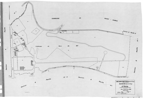GIF-SUR-YVETTE.- Cadastre révisé pour 1939 : plan du tableau d'assemblage, plans de la section A le Moulon 2ème feuille, section B le Village 1ère feuille, idem 2ème feuille, idem 3ème feuille, section C les Coudrayes 1ère feuille, idem 2ème feuille, idem