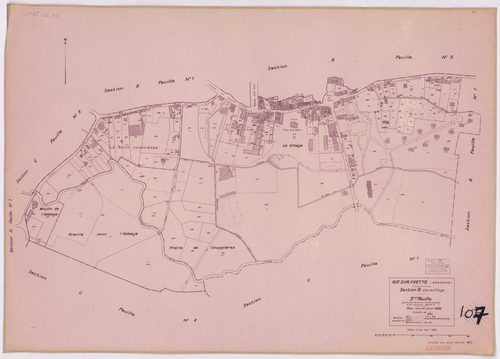 GIF-SUR-YVETTE. - Plan révisé pour 1939, à jour pour 1963 (2ème édition) : plan de la section B (feuille 2) ; plan révisé pour 1939, à jour pour 1964 (2ème édition) : plan du tableau d'assemblage ; plan révisé pour 1939, à jour pour 1975 (2ème, 3ème éditi