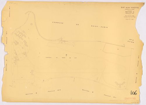 GIF-SUR-YVETTE. - Plan révisé pour 1939, à jour pour 1963 (2ème édition) : plan de la section B (feuille 2) ; plan révisé pour 1939, à jour pour 1964 (2ème édition) : plan du tableau d'assemblage ; plan révisé pour 1939, à jour pour 1975 (2ème, 3ème éditi