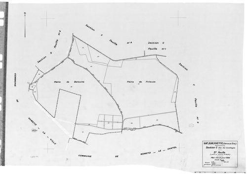 GIF-SUR-YVETTE.- Cadastre révisé pour 1939 : plan du tableau d'assemblage, plans de la section A le Moulon 2ème feuille, section B le Village 1ère feuille, idem 2ème feuille, idem 3ème feuille, section C les Coudrayes 1ère feuille, idem 2ème feuille, idem