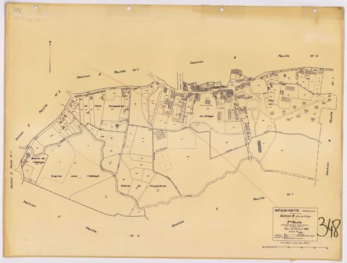 GIF-SUR-YVETTE. - Plan révisé pour 1939, à jour pour 1963 (2ème édition) : plan de la section B (feuille 2) ; plan révisé pour 1939, à jour pour 1964 (2ème édition) : plan du tableau d'assemblage ; plan révisé pour 1939, à jour pour 1975 (2ème, 3ème éditi