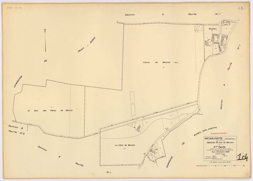 GIF-SUR-YVETTE. - Plan révisé pour 1939, à jour pour 1963 (2ème édition) : plan de la section B (feuille 2) ; plan révisé pour 1939, à jour pour 1964 (2ème édition) : plan du tableau d'assemblage ; plan révisé pour 1939, à jour pour 1975 (2ème, 3ème éditi