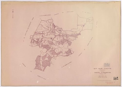 GIF-SUR-YVETTE. - Plan révisé pour 1939, à jour pour 1963 (2ème édition) : plan de la section B (feuille 2) ; plan révisé pour 1939, à jour pour 1964 (2ème édition) : plan du tableau d'assemblage ; plan révisé pour 1939, à jour pour 1975 (2ème, 3ème éditi